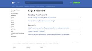 Login & Password | Facebook Help Center | Facebook