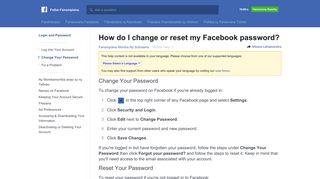 How do I change or reset my Facebook password? | Foibe Fanampian ...