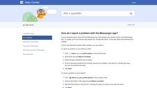 How do I report a problem with the Messenger app? | Facebook Help ...