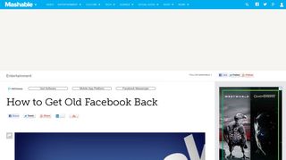 How to Get Old Facebook Back - Mashable