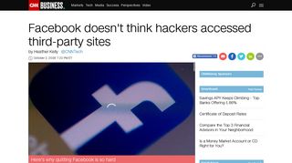 Facebook doesn't think hackers accessed third-party sites - Business