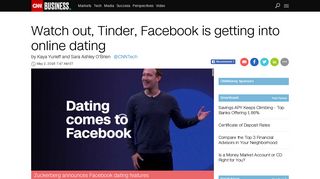 Watch out, Tinder, Facebook is getting into online dating - Business