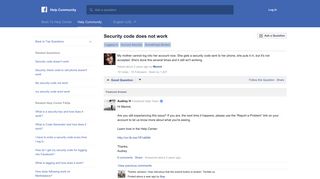 Security code does not work | Facebook Help Community | Facebook