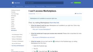 I can't access Marketplace. | Facebook Help Center | Facebook