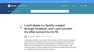 Solved: I can't delete my Spotify created through Facebook ...