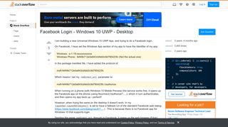 Facebook Login - Windows 10 UWP - Desktop - Stack Overflow