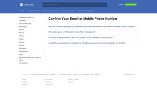 Confirm Your Email or Mobile Phone Number | Facebook Help Center ...