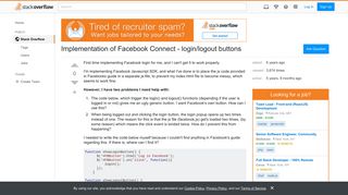 Implementation of Facebook Connect - login/logout buttons - Stack ...