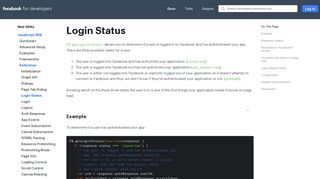 Login Status - Web SDKs - Facebook for Developers