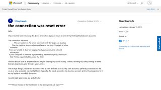 the connection was reset error - Microsoft Community