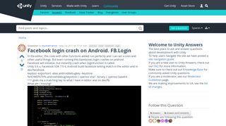 Facebook login crash on Android. FB.Login - Unity Answers