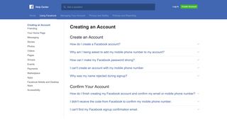 Creating an Account | Facebook Help Center | Facebook