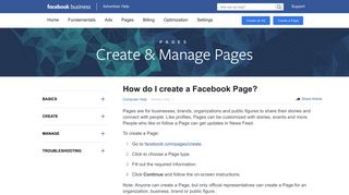 How do I create a Page? | Facebook Ads Help Center