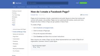 How do I create a Page? | Facebook Help Center | Facebook