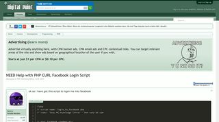NEED Help with PHP CURL Facebook Login Script - Digital Point Forums