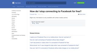 How do I stop connecting to Facebook for free? | Facebook Help ...