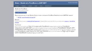 Demo - SignIn with FaceBook in ASP.NET - The One Technologies