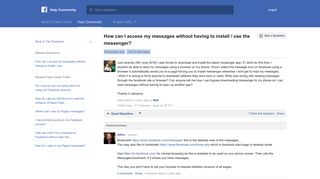 How can I access my messages without having to install ... - Facebook