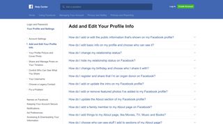 Add and Edit Your Profile Info | Facebook Help Center | Facebook