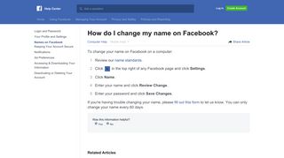 How do I change my name on Facebook? | Facebook Help Center ...