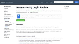 Permissions / Login Review - Facebook for Developers