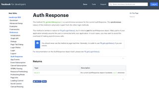 Auth Response - Web SDKs - Facebook for Developers
