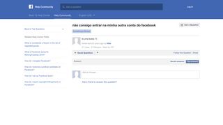 não consigo entrar na minha outra conta do facebook | Facebook Help ...