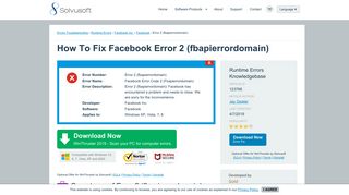 How To Fix Facebook Error 2 (fbapierrordomain) - Solvusoft