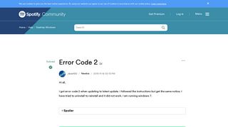 Solved: Error Code 2 - The Spotify Community