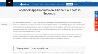Facebook App Problems on iPhone: Fix Them in Seconds- dr.fone