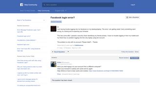 Facebook login error? | Facebook Help Community | Facebook