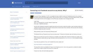 Cannot log in to Facebook account on any device. Why? | Facebook ...