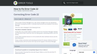 How to Fix Error Code 22 | Windows Error Support - Error Tools