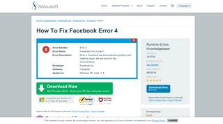 How To Fix Facebook Error 4 - Solvusoft