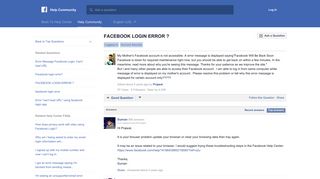 FACEBOOK LOGIN ERROR ? | Facebook Help Community | Facebook