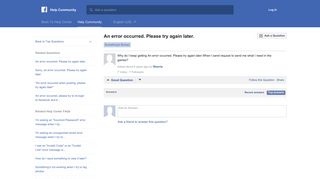 An error occurred. Please try again later. | Facebook Help Community ...