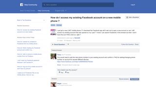 How do I access my existing Facebook account on a new mobile phone