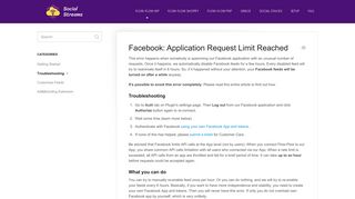 Facebook: Application Request Limit Reached - Social Streams ...