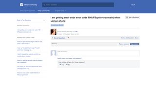 I am getting error code error code 190 (FBapierrordomain) - Facebook