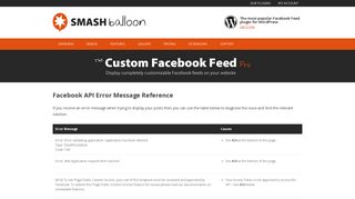 Facebook API Error Message Reference - Smash Balloon