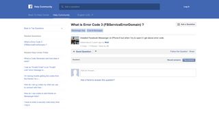 What is Error Code 3 (FBServiceErrorDomain) ? | Facebook Help ...