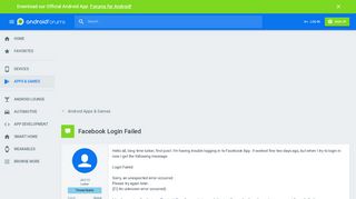 Facebook Login Failed - Android Apps & Games | Android Forums