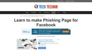 Learn to make Phishing Page for Facebook - TechTechnik