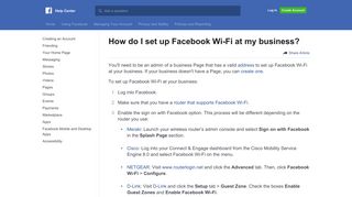 How do I set up Facebook Wi-Fi at my business? | Facebook Help ...
