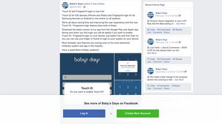 Baby's Days - Touch ID and Fingerprint login is now live!... | Facebook