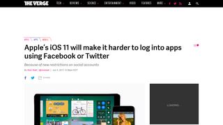 Apple's iOS 11 will make it harder to log into apps using Facebook or ...