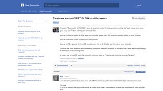 Facebook account VERY SLOW on all browsers | Facebook Help ...