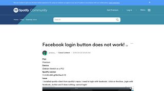 Facebook login button does not work! - The Spotify Community