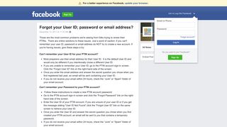 Forgot your User ID; password or email address? | Facebook
