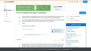 Form to redirect and login to facebook - Stack Overflow